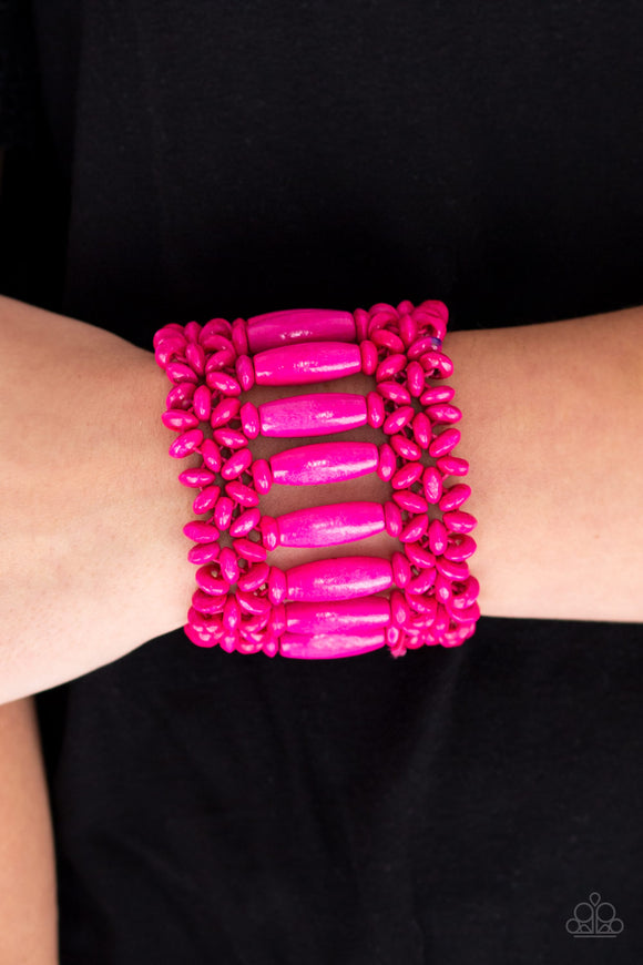 Barbados Beach Club - Pink Wood Bracelet Paparazzi Accessories
