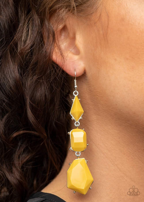 Paparazzi Earrings ~ Geo Getaway ~ Yellow
